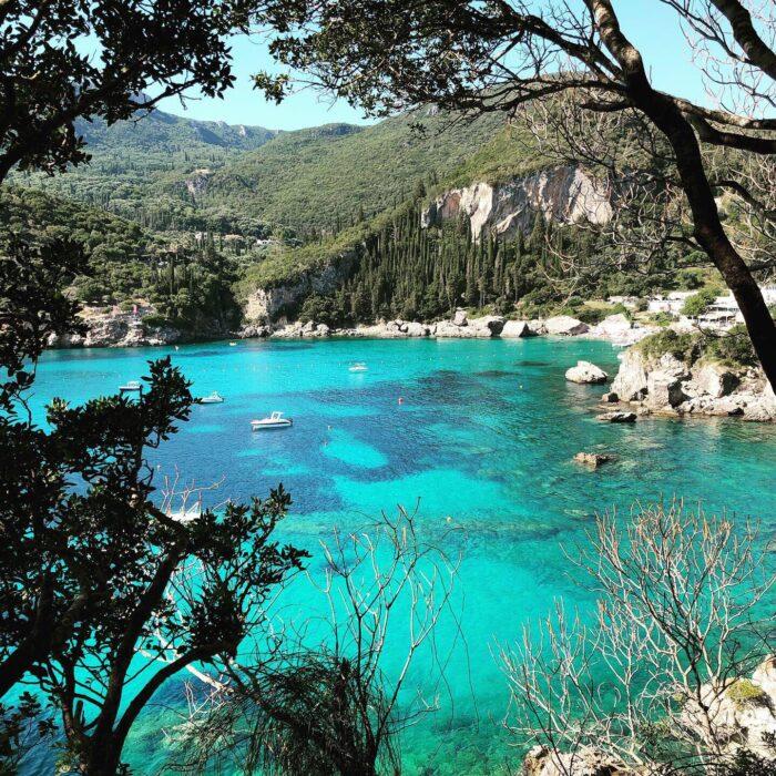 Rovinia beach corfu far view
